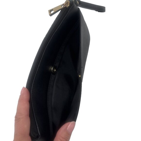 GUESS LOGO black and gold hardware soft case clutch embossed G Faux leather - Picture 6 of 11